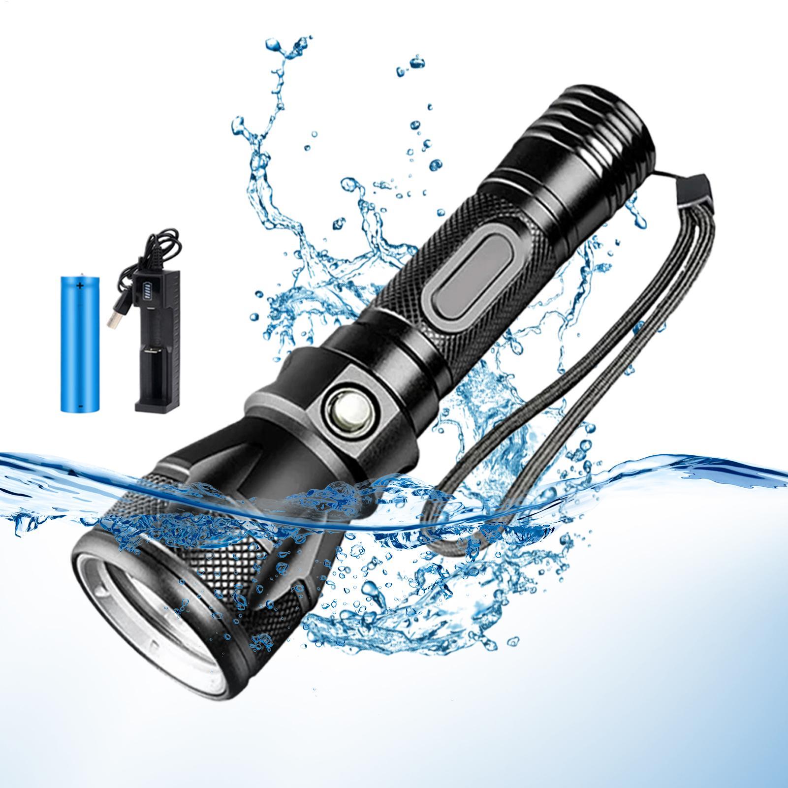 Underwater Flashlight - Linterna de Buceo LED Recargable de