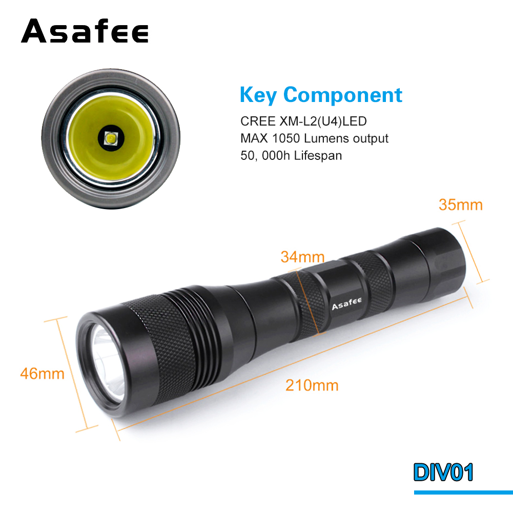 Asafee-luz de buceo profesiona - Underwater Flashlight reseña y precio